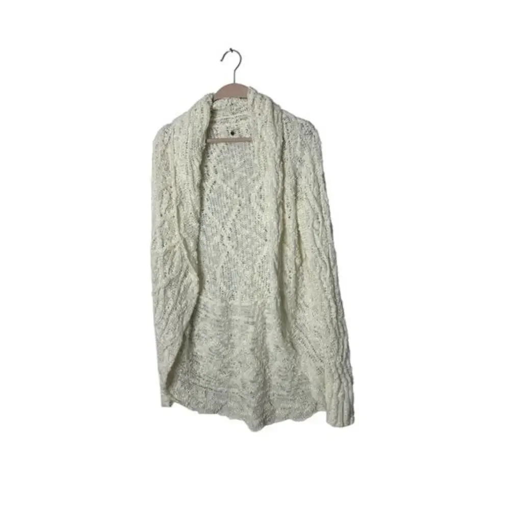 Anthropologie knitted knotted Open front popcorn pom pom cardigan‎ sweater small